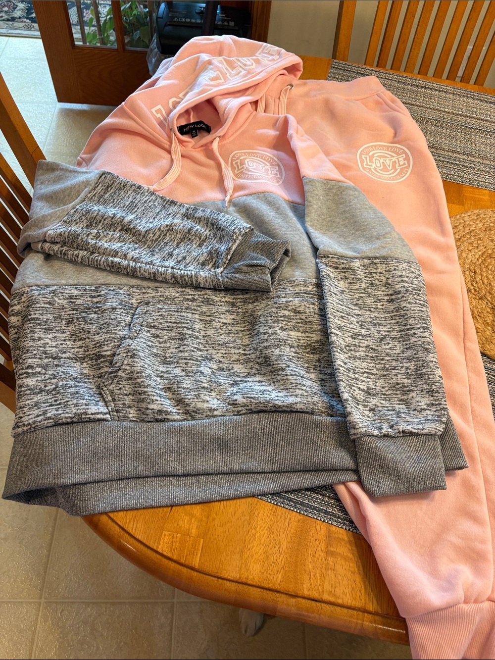 Pink and Gray womens Hoodie & Jogger Set NWOT